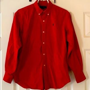Long sleeve red Polo button down
